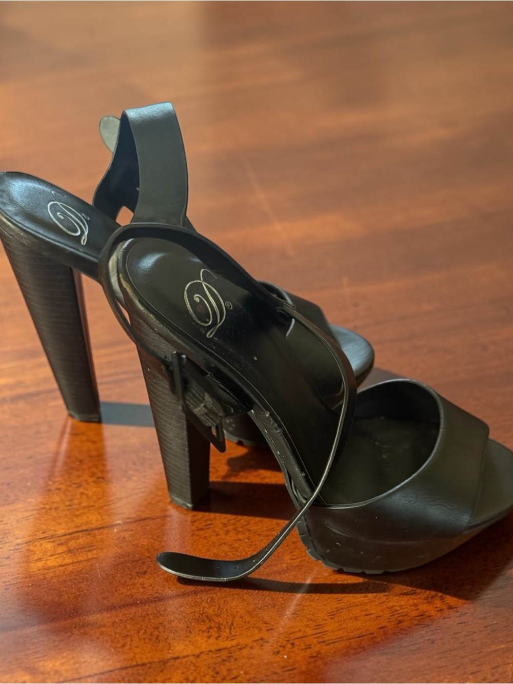 Black Platform Block Heel Sandals